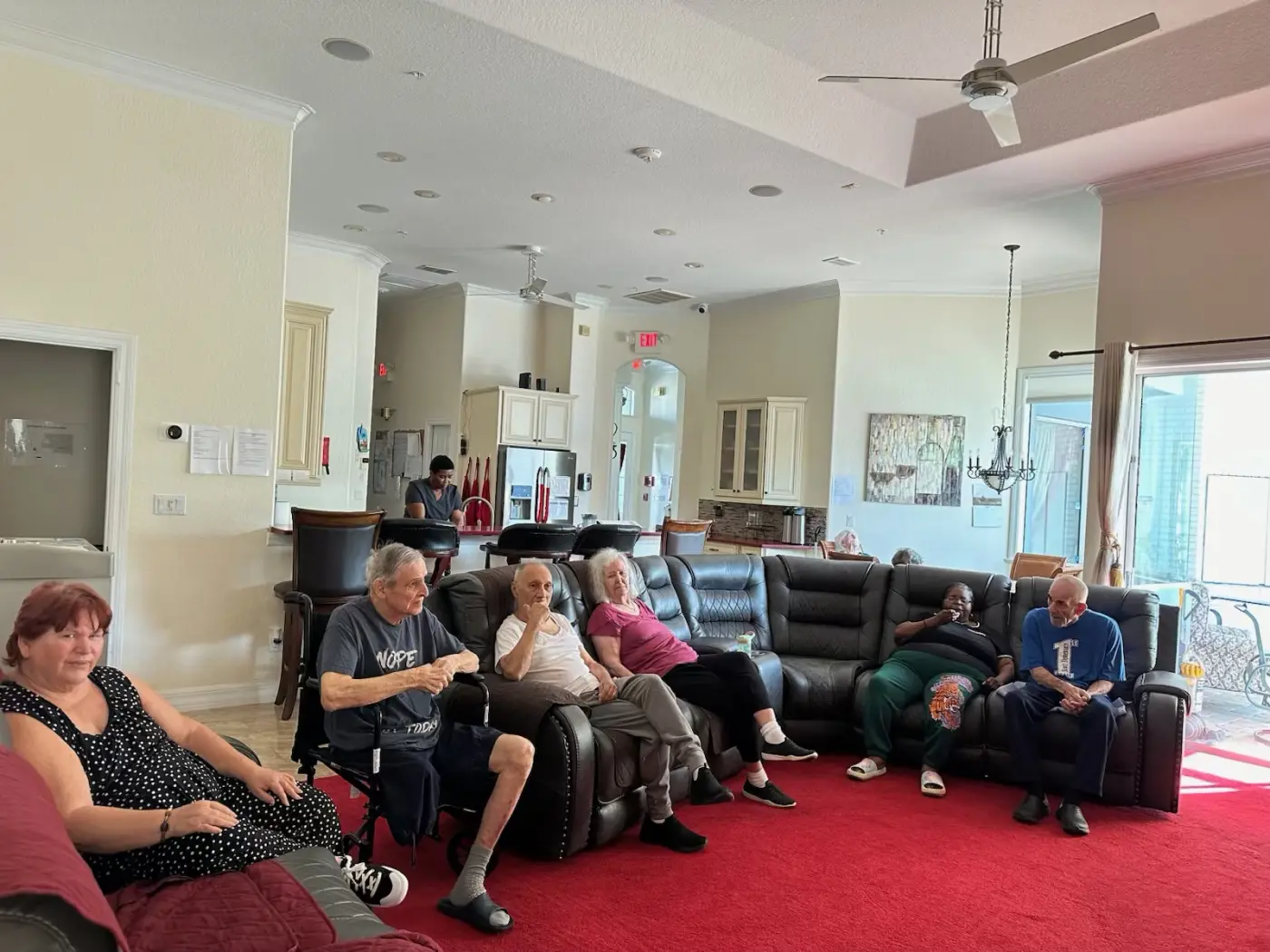 Residents relaxing together in the common room