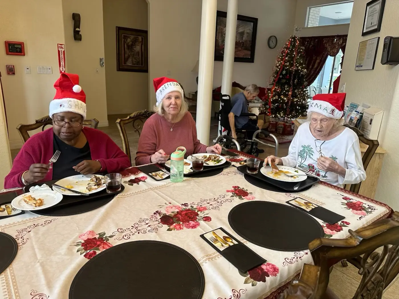 Residents sharing a festive holiday meal